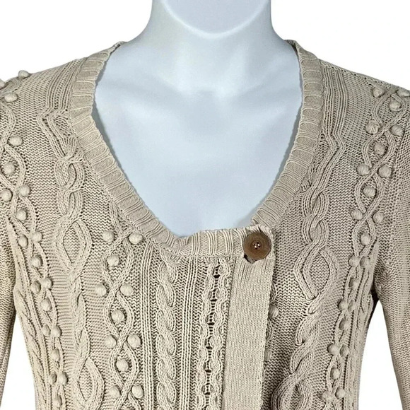 Soft Surroundings Womens M Cable Knit Sweater Bobble Accents Asym Art To Wear - Picture 4 of 15